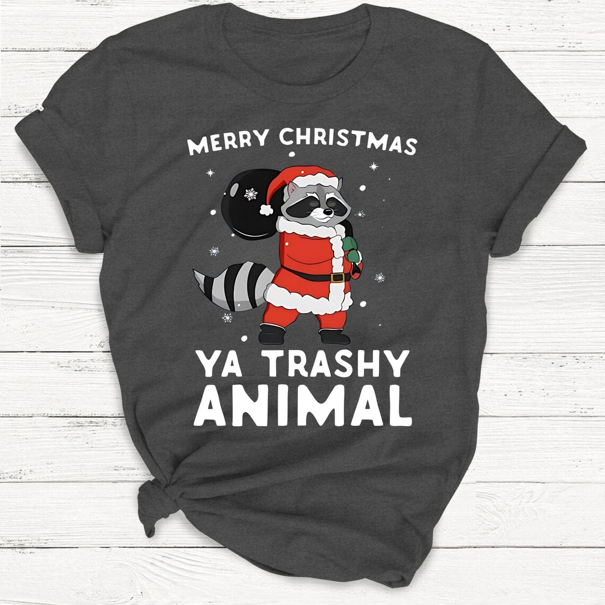 Merry Christmas Ya Trashy Animal Santa Raccoon Shirt product image 2