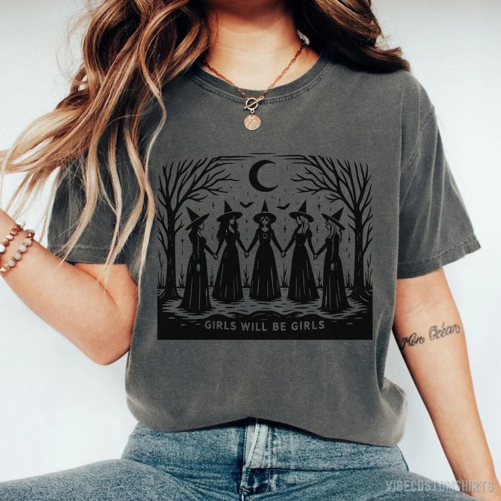 Girls Will Be Funny Witch Vintage Halloween Shirt product image 2