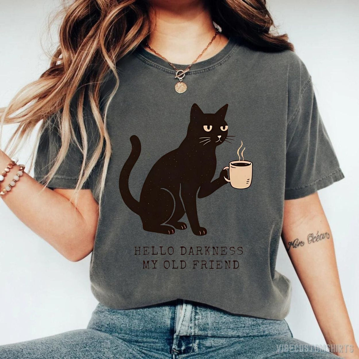Hello Darkness My Old Friend Black Cat Coffee Halloween product image 2