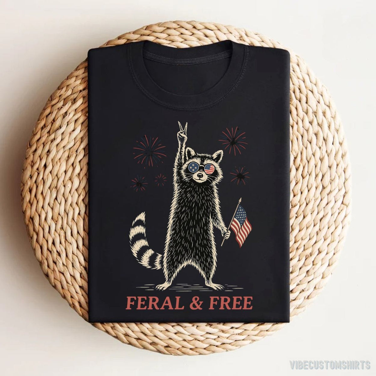 Feral & Free Patriotic Raccoon Shirt product image 1