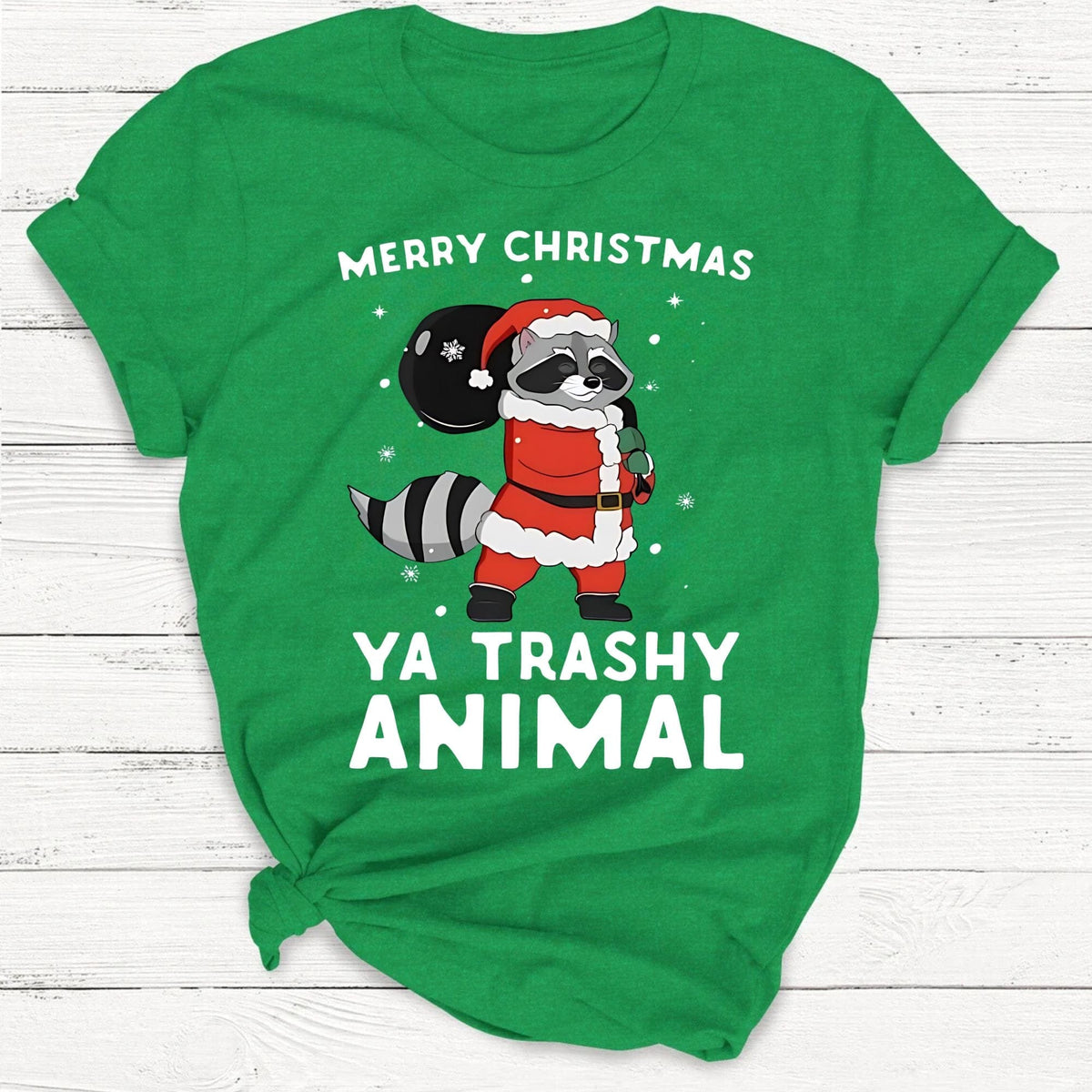Merry Christmas Ya Trashy Animal Santa Raccoon Shirt product image 4