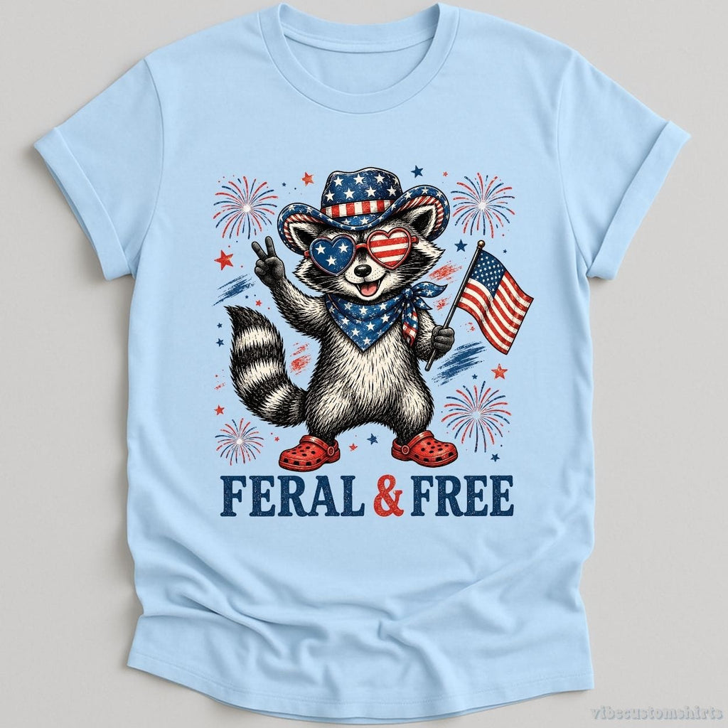 Feral And Free Funny Patriotic Raccoon Shirt product image 4