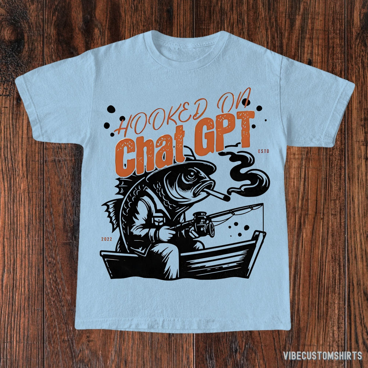 Hooked On Chat GPT Funny Shirt, Vintage Fishing T-Shirt, Ai product image 3