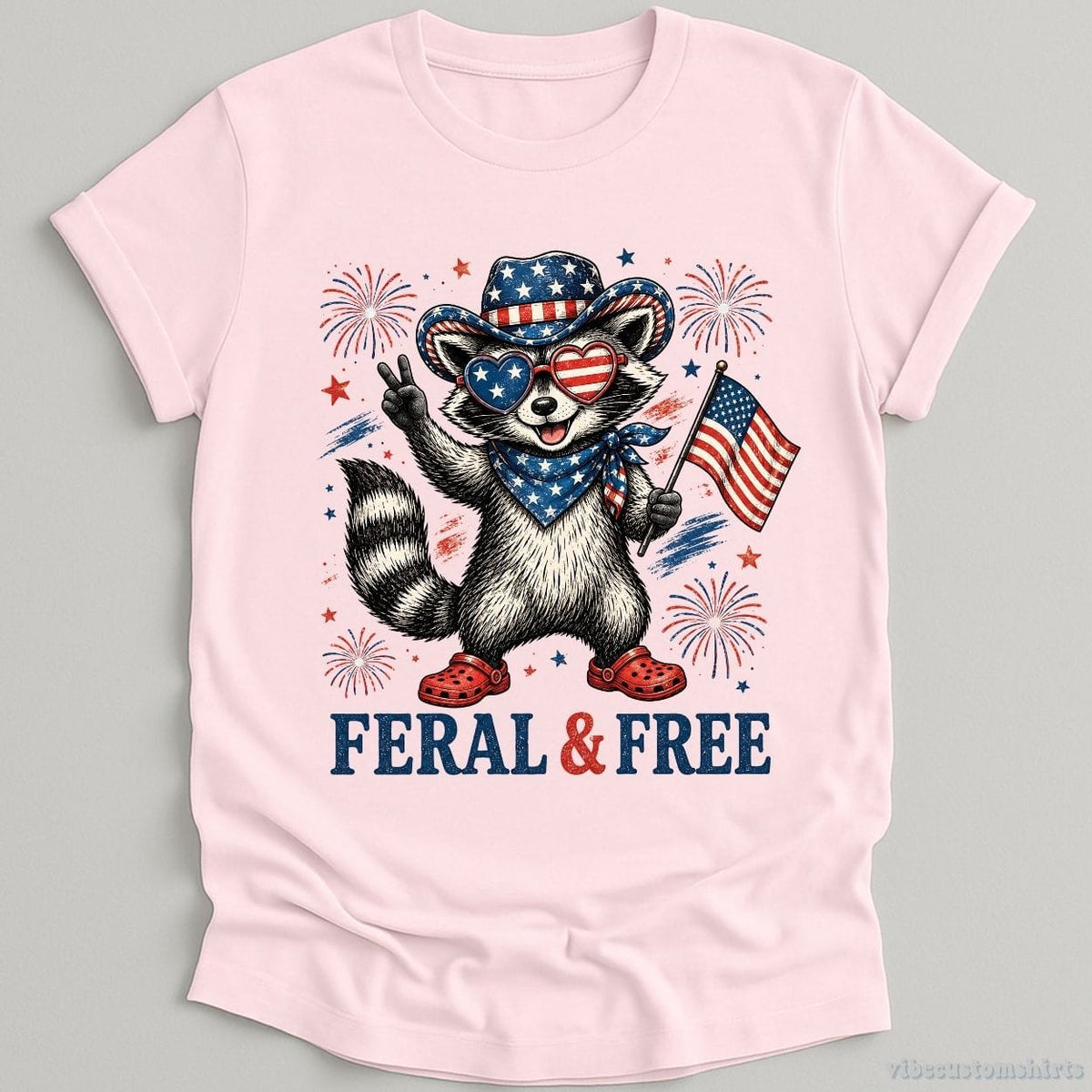 Feral And Free Funny Patriotic Raccoon Shirt product image 5