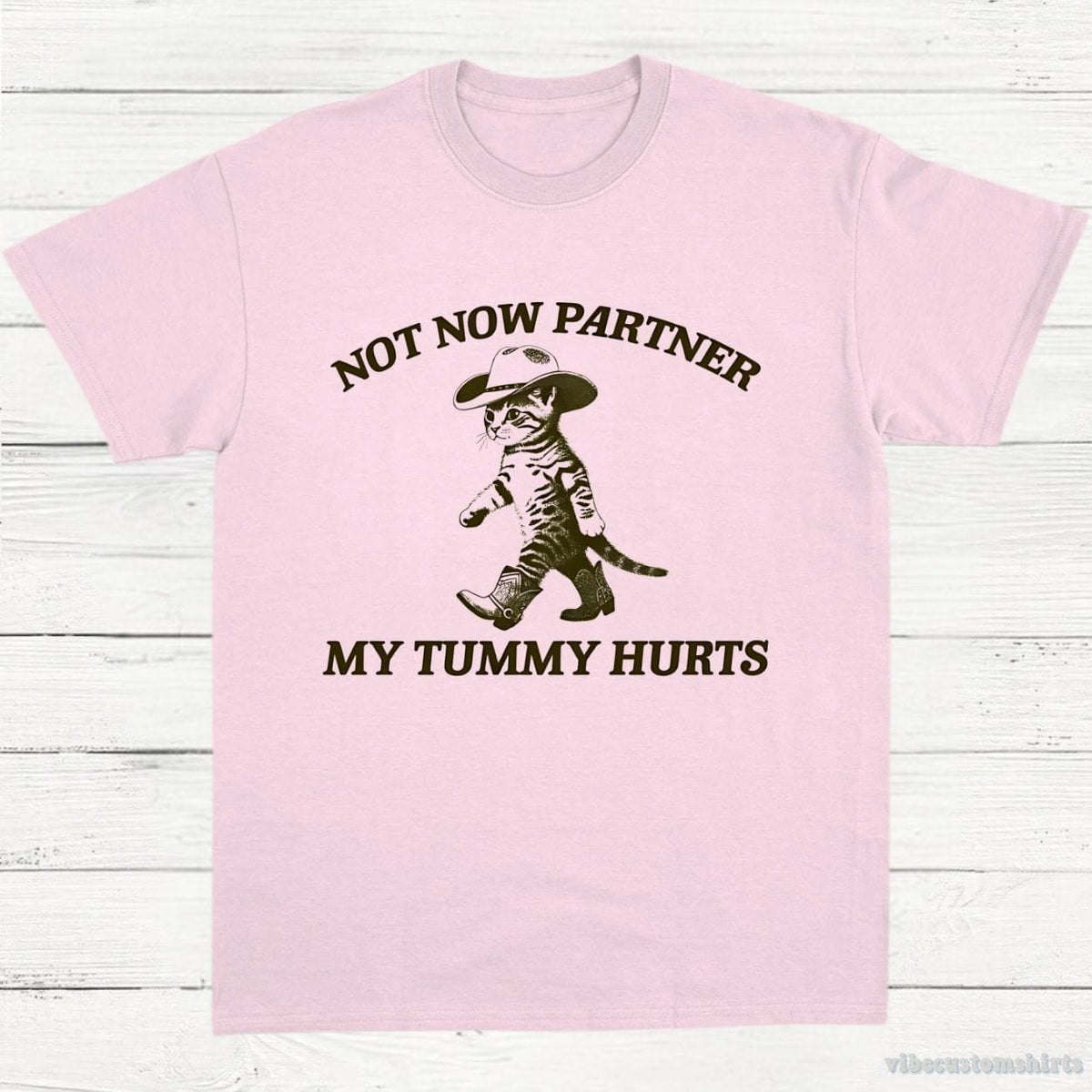 Not Now Partner My Tummy Hurts Cowboy Cat Shirt product image 6