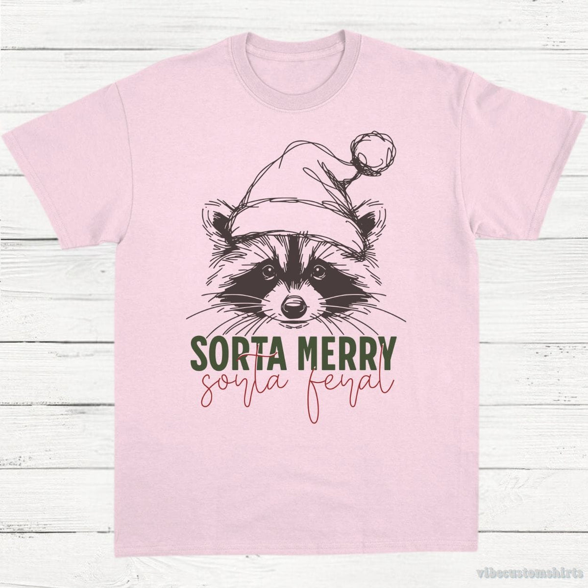 Sorta Merry Feral Raccoon Christmas Shirt product image 4