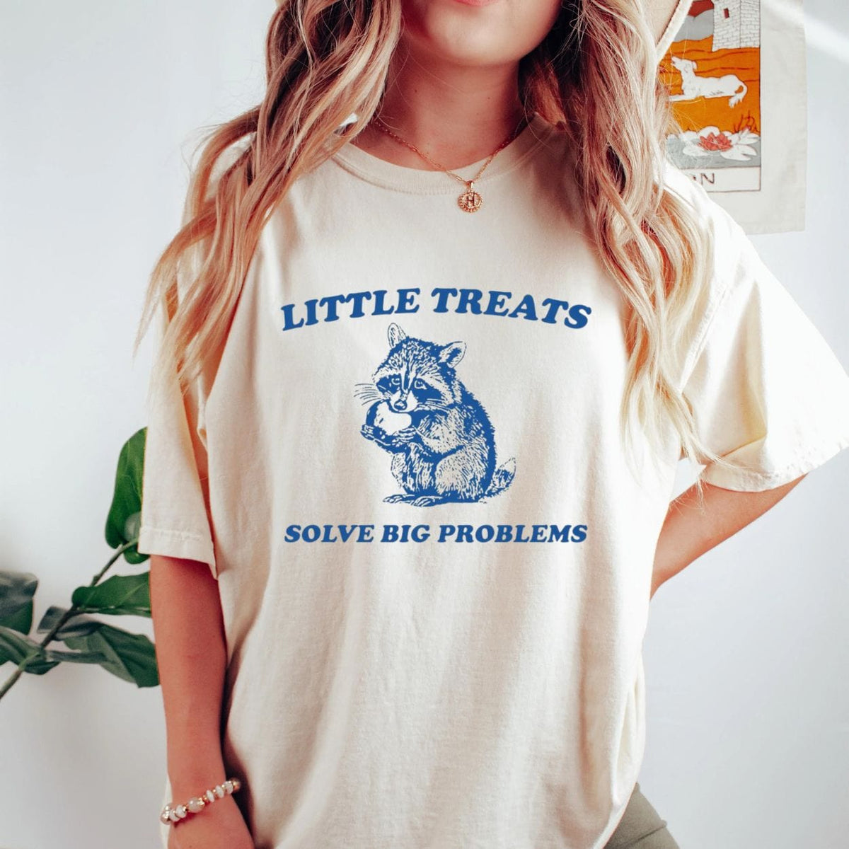 Little Treats Solve Big Problems Cute Raccoon T-Shirt product image 2