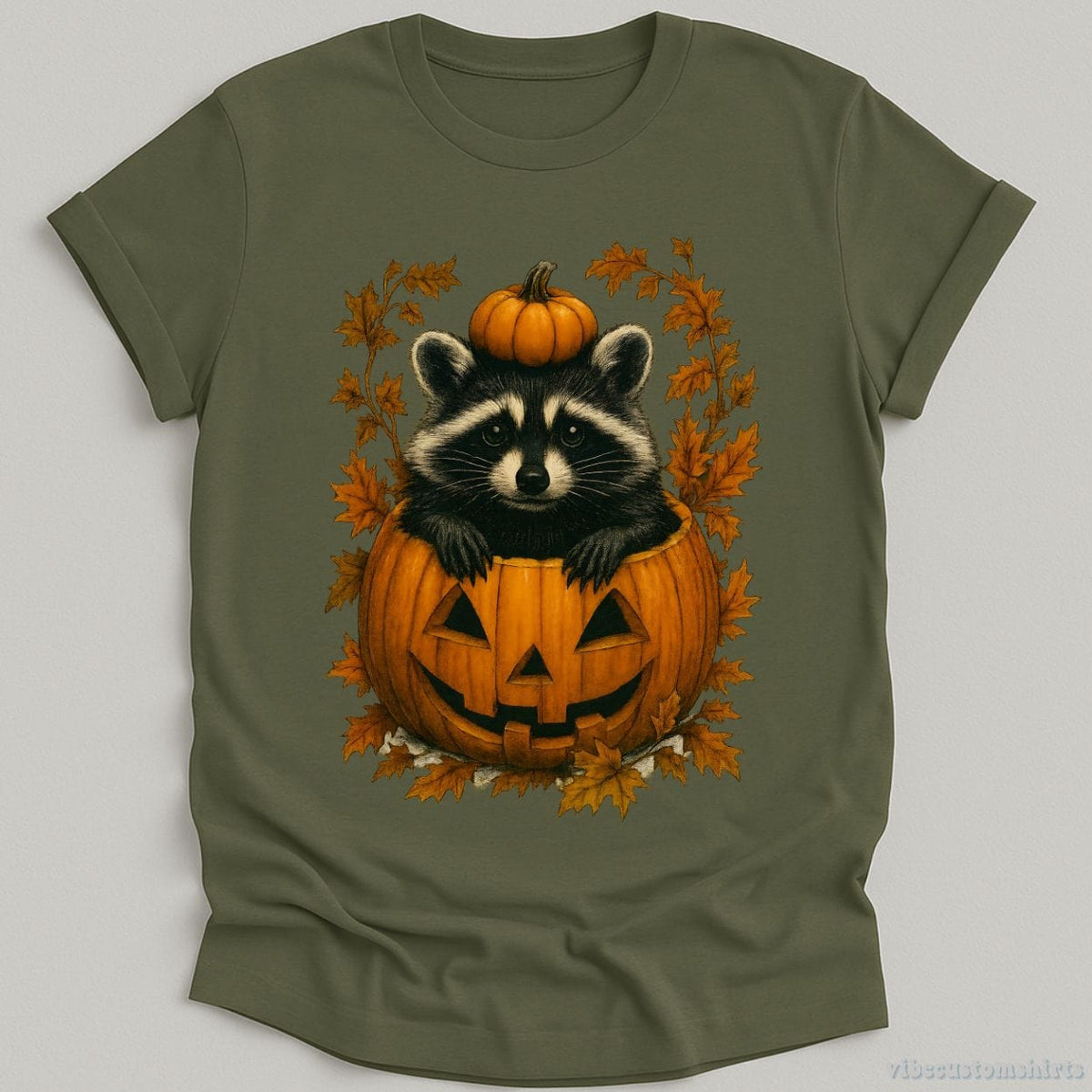 Spooky Raccoon in Pumpkin Halloween Shirt product image 4