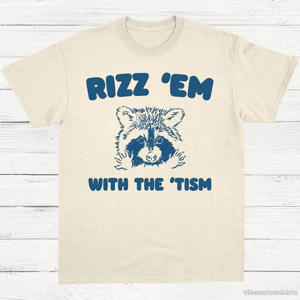 Rizz Em With The Tism Funny Raccoon T-Shirt product image 1