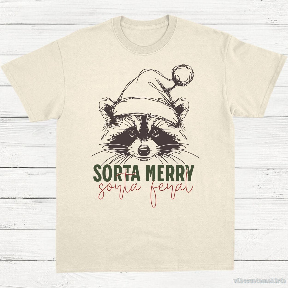 Sorta Merry Feral Raccoon Christmas Shirt product image 1