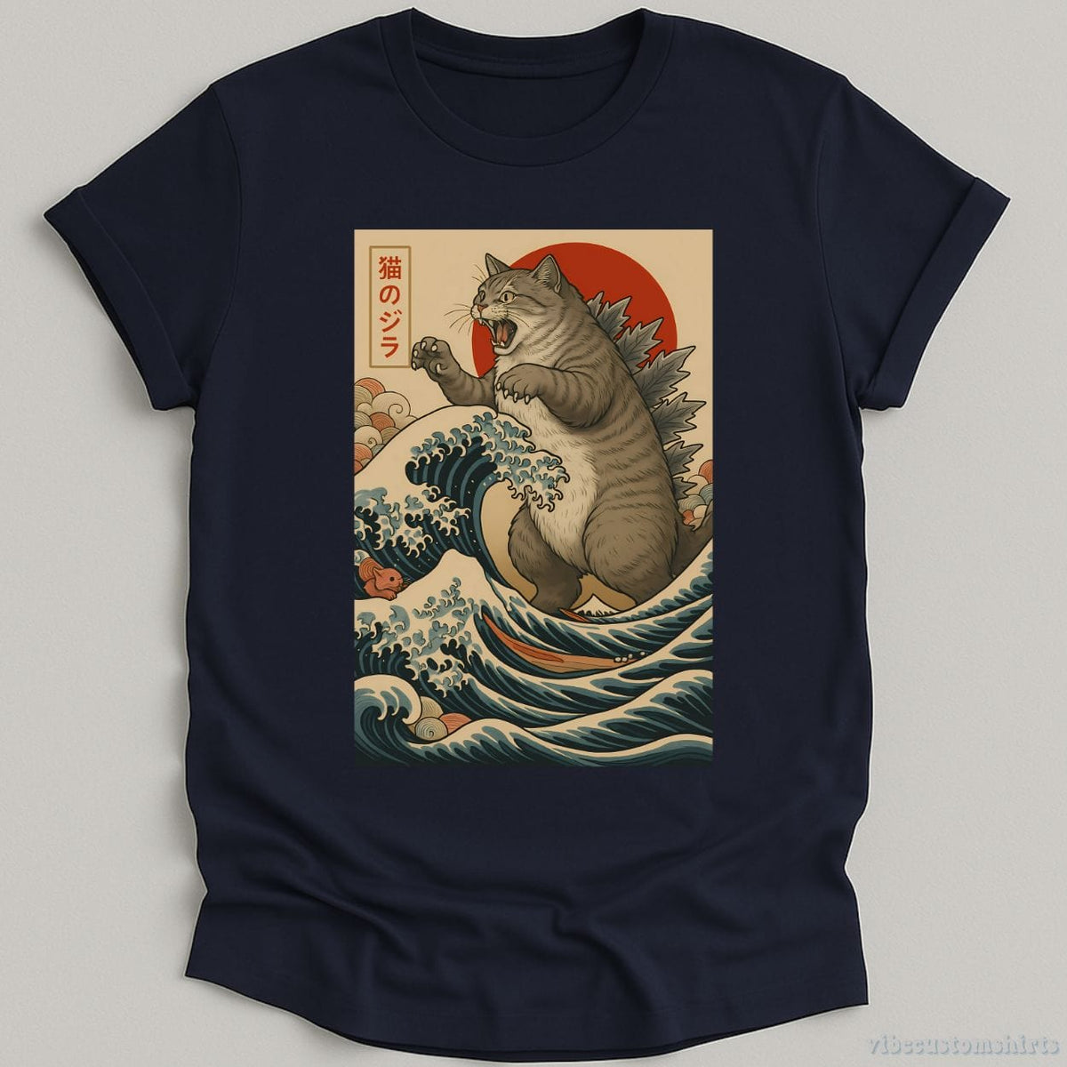 Catzilla Japanese Art Funny Cat Shirt product image 2