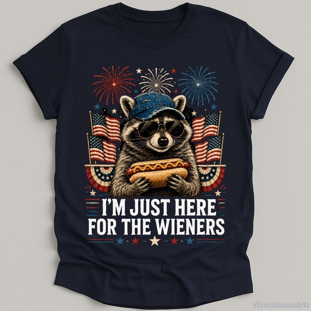 I'm Just Here For The Wieners Patriotic Raccoon Shirt product image 2
