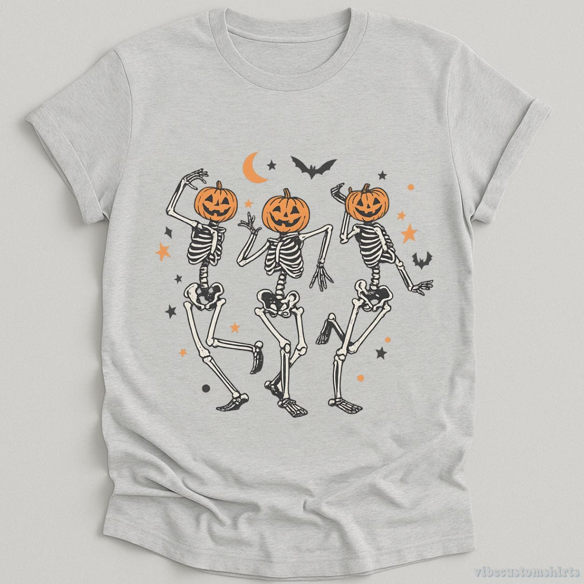 Dancing Skeleton Pumpkin Retro Halloween Shirt product image 4