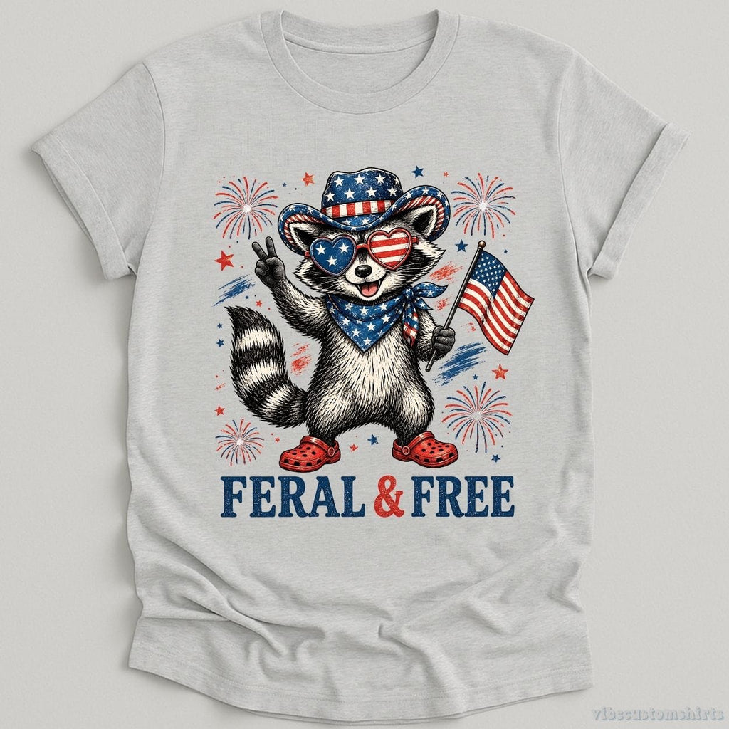 Feral And Free Funny Patriotic Raccoon Shirt product image 2