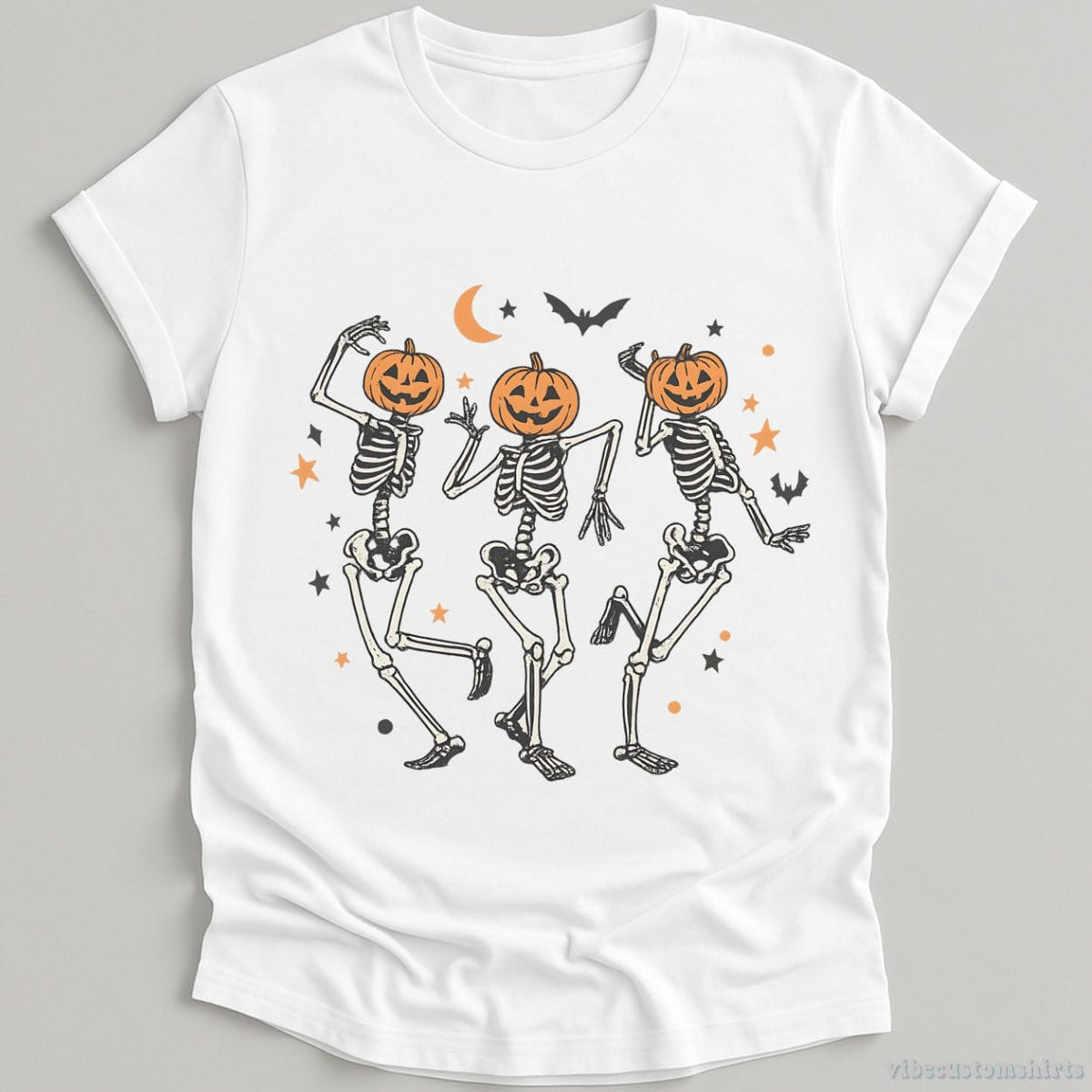 Dancing Skeleton Pumpkin Retro Halloween Shirt product image 5