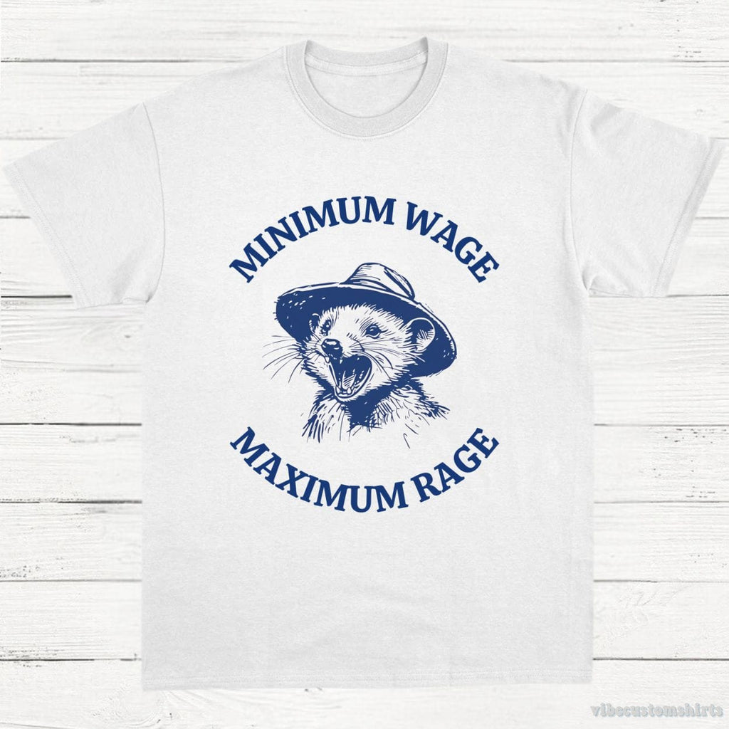 Minimum Wage Maximum Rage Vintage Opossum Shirt product image 3
