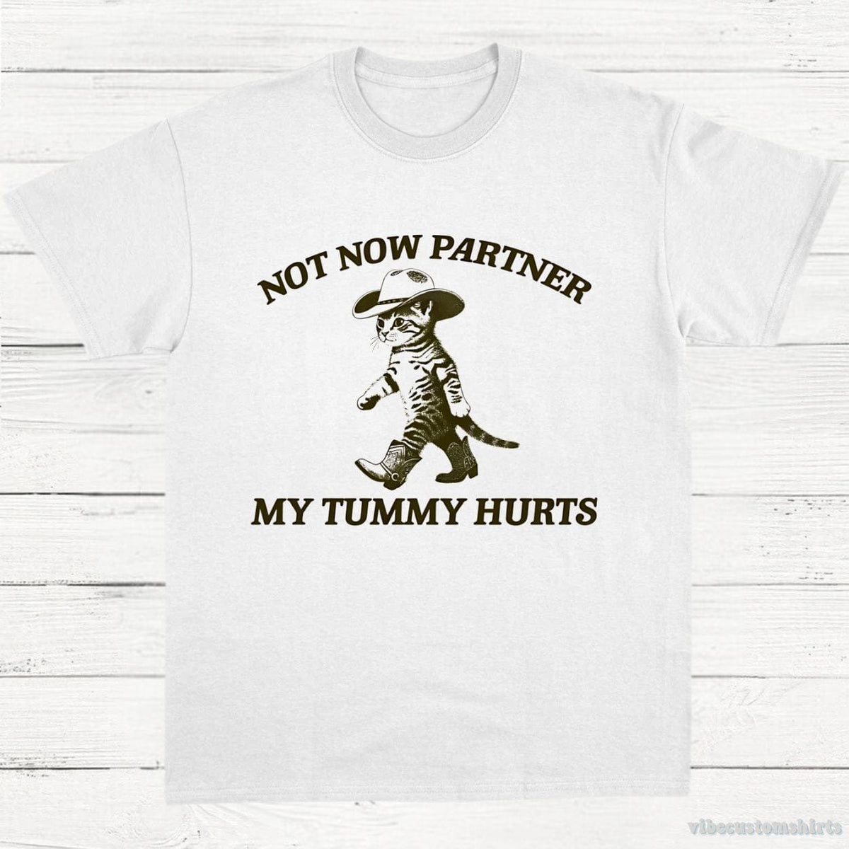 Not Now Partner My Tummy Hurts Cowboy Cat Shirt product image 3