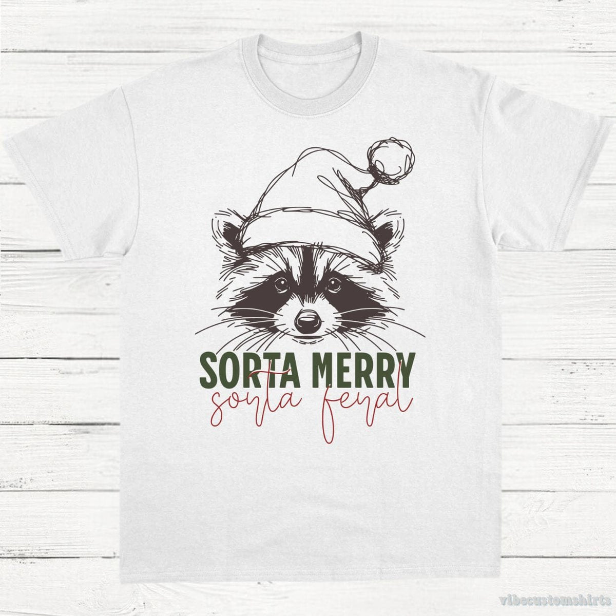 Sorta Merry Feral Raccoon Christmas Shirt product image 2